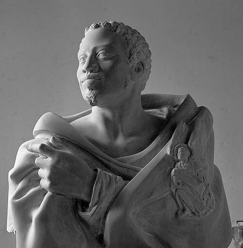 Matthew the Baptist, high relief sculpture in Bardiglio marble in the Mother of Africa Chapel at the Cathedral of the Immaculate Conception in Washington, DC