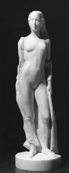 Delta sculpture in white marble by Jill Burkee